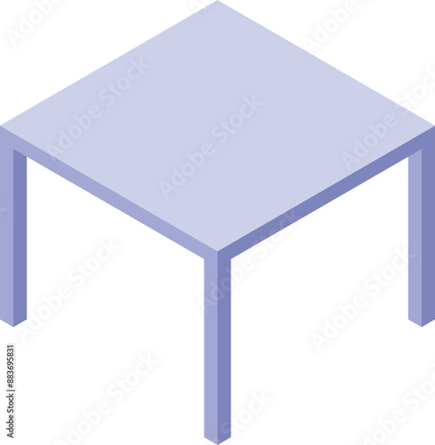 Square table with four legs is standing on a white background