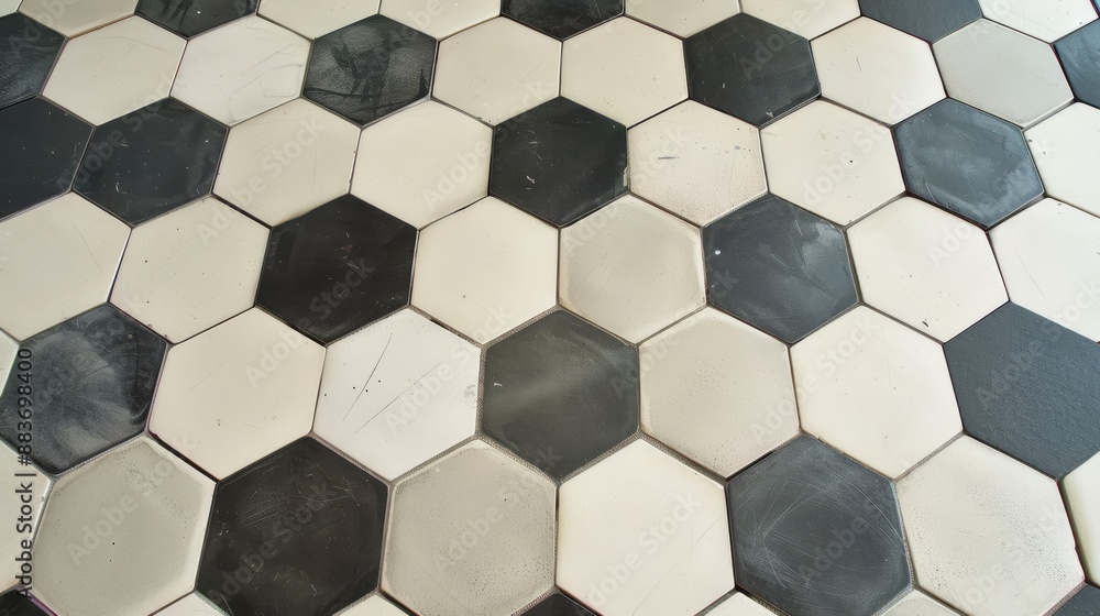 Black and White Hexagon Tile Pattern. Black and White Hexagon Tile Pattern.
