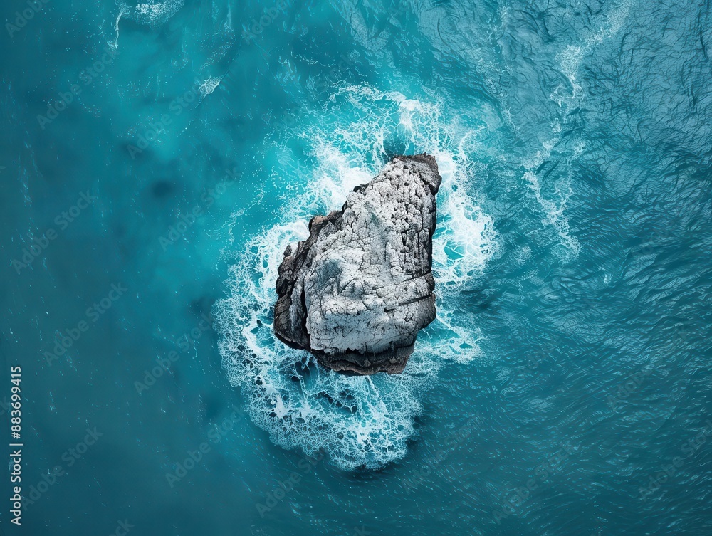 oceanic solitude aerial view of lone rock formation amid vast turquoise waters dramatic contrast rippling waves sense of isolation natural geometry oceanic solitude aerial view of lone rock formation amid vast turquoise waters dramatic contrast rippling waves sense of isolation natural geometry