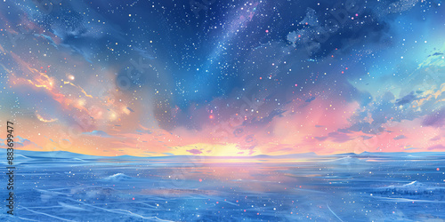 a soft pastel illustration of the Northern lights over an icy landscape, generative AI