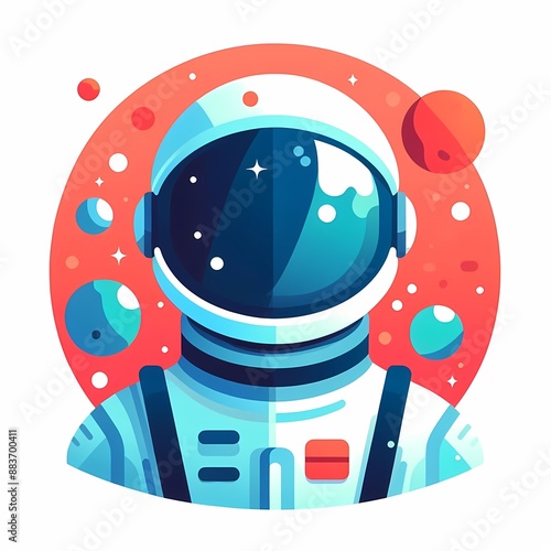 Astronaut in spacesuit and helmet colorful illustration on a white background