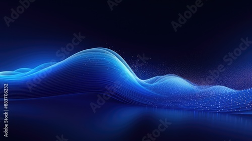 Modern colorful blue dotted flowing wave background