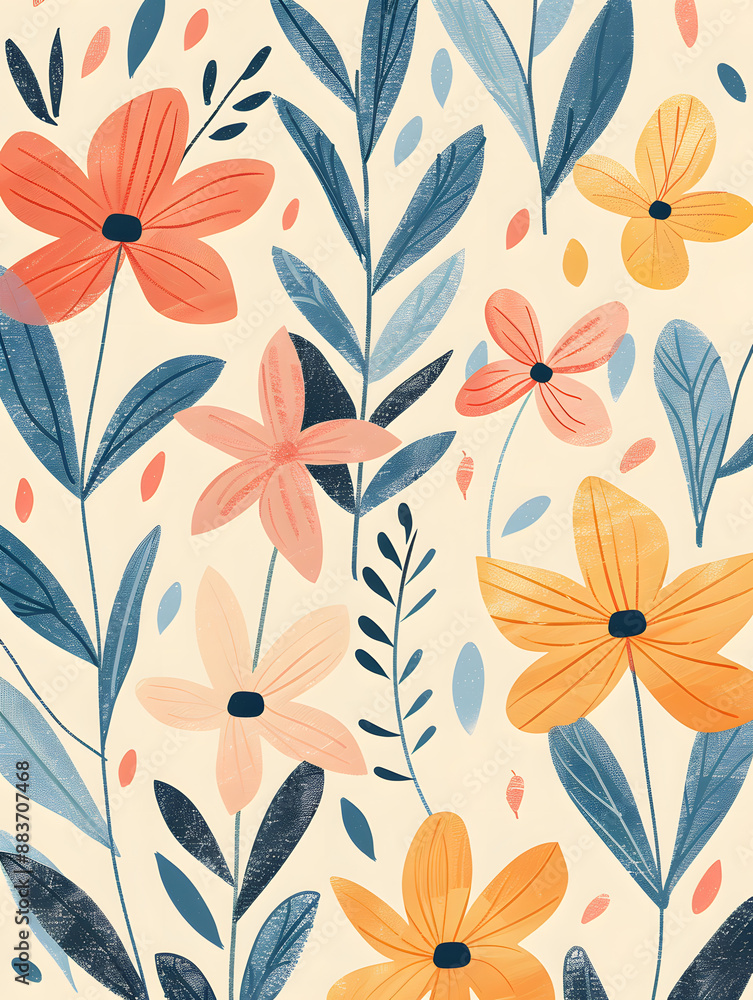 2D flower and leaf cards in various styles 2D flower and leaf cards in various styles