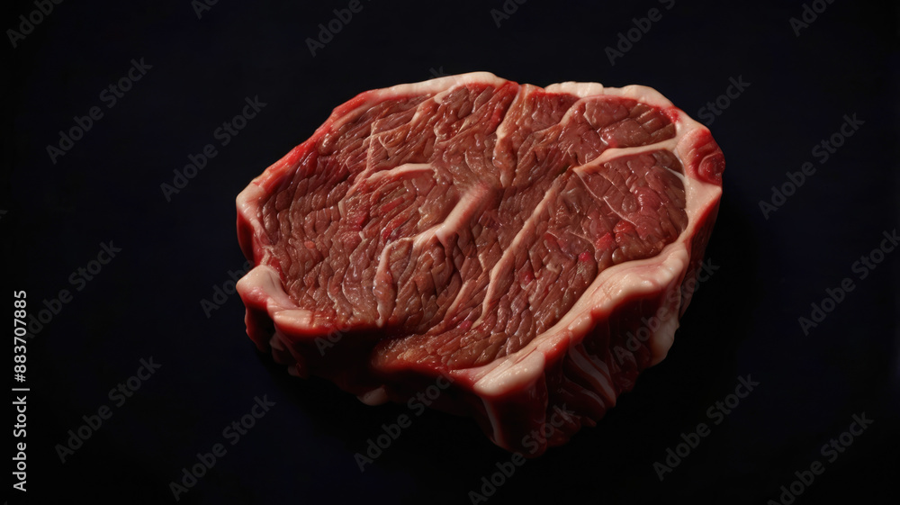 Tafelspitz boiled beef. Raw beef steak on a black background, top view, closeup Tafelspitz boiled beef. Raw beef steak on a black background, top view, closeup