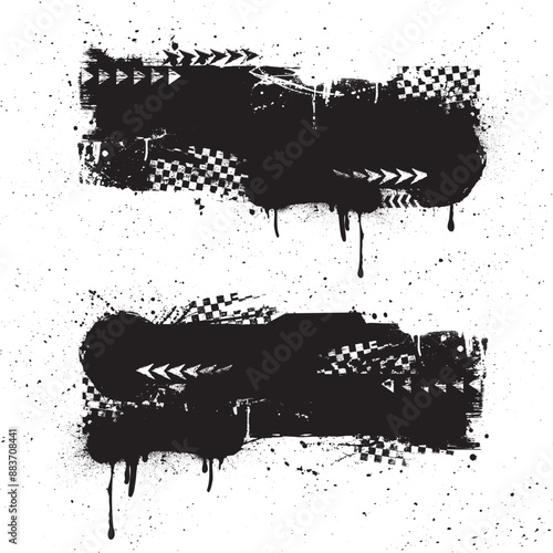 Two racing black grunge frames