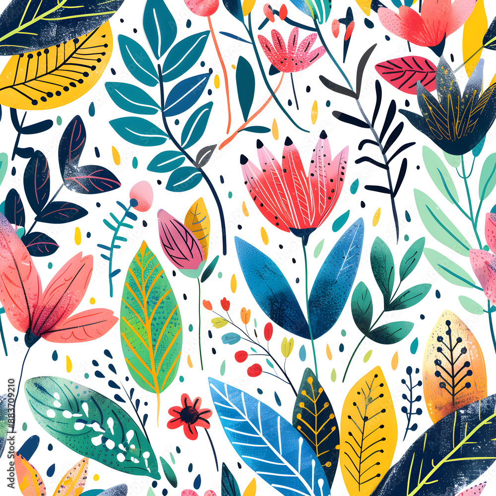 2D flower and leaf cards in various styles 2D flower and leaf cards in various styles