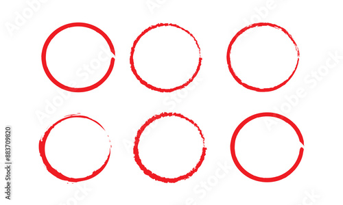 Hand drawn circle line sketch set. Circular vector image. Hand drawn circle with doodle patterns. Vector brush strokes circles of paint on white background. photo