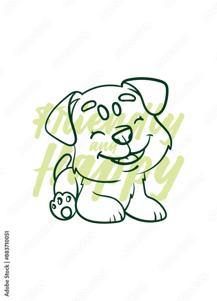 Fototapeta premium dog vector with text friendly and happy in transparent background 