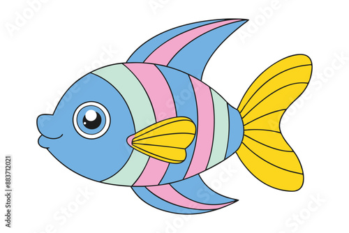 Cute angelfish cartoon vector for print and digital use – perfect for kids' designs and decor.