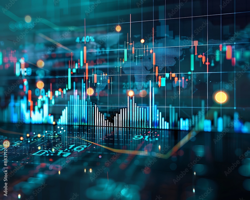 Financial Data Visualization: A Glowing Representation of Global Market Trends Financial Data Visualization: A Glowing Representation of Global Market Trends
