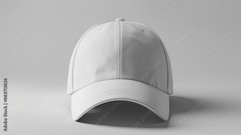 Minimalist White Baseball Cap on Plain Grey Background