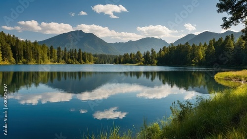 Serene lakes surrounded by natural beauty, featuring mountains, forests, and clear