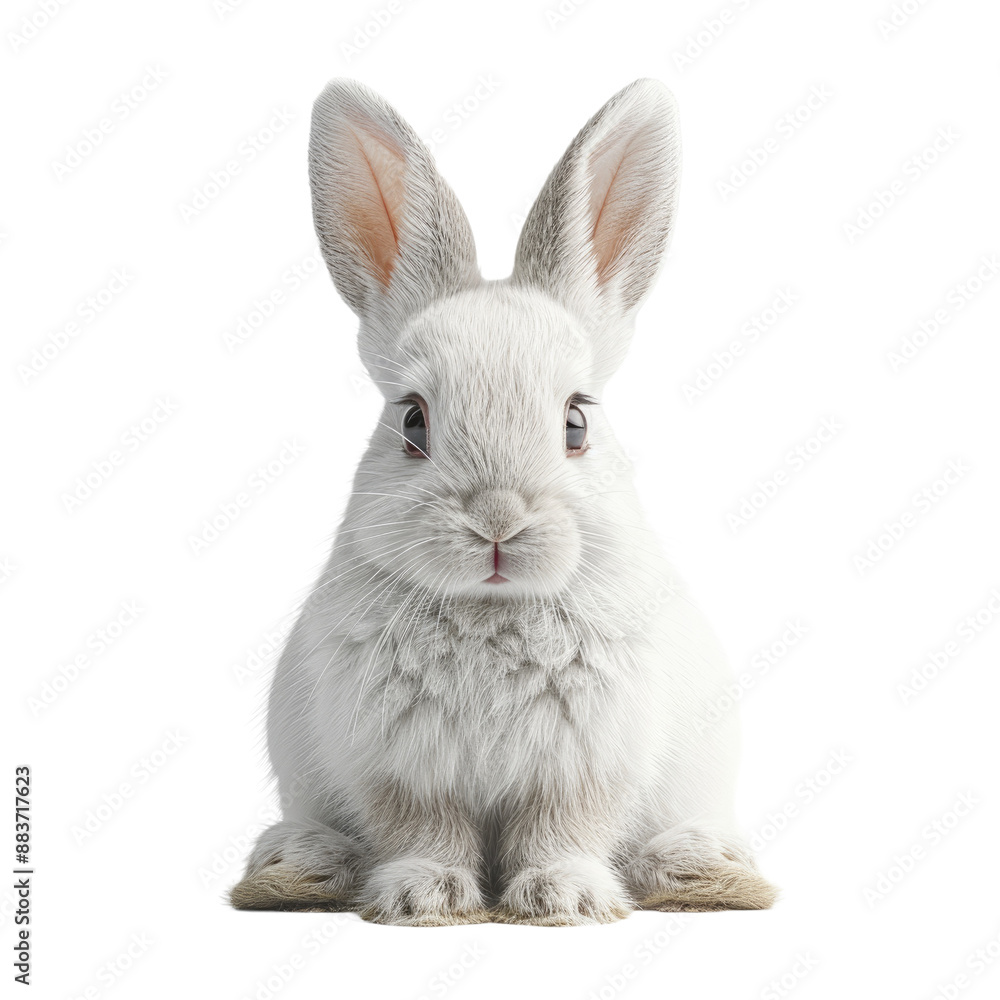 White bunny isolated on a transparent background for web, banner, wallpaper White bunny isolated on a transparent background for web, banner, wallpaper