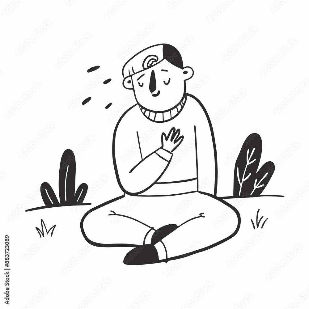 Man sitting on the lawn vector illustration Man sitting on the lawn vector illustration