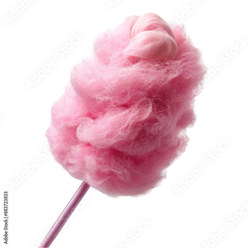 Pink candy floss stick isolated on transparent background