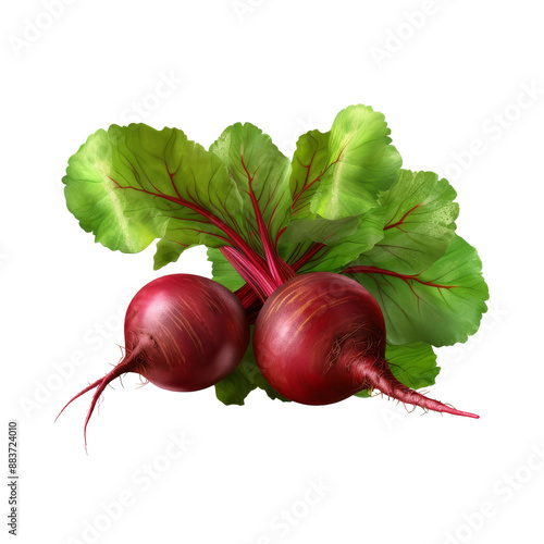 healthy beets with green leaves. Isolated on a transparent background.