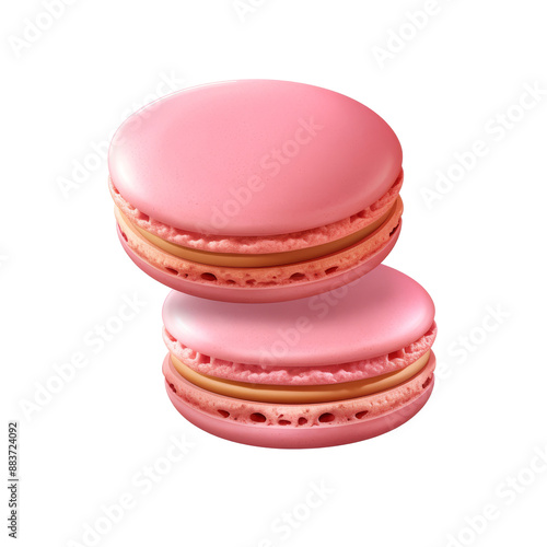 Pastel pink macarons. Isolated on transparent background. photo