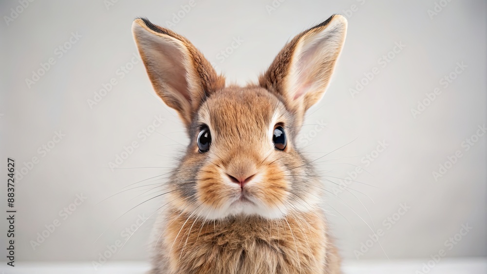 Fototapeta premium Adorable rabbit with big eyes and fluffy fur, cute, bunny, animal, fluffy, pet, mammal, adorable, white, furry, domestic, whiskers