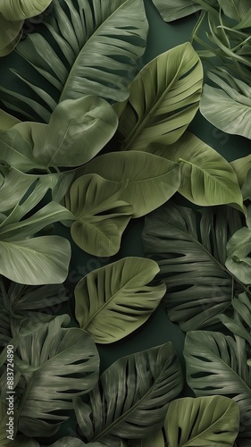 Wallpaper Mural modern rug with the green background plants Torontodigital.ca