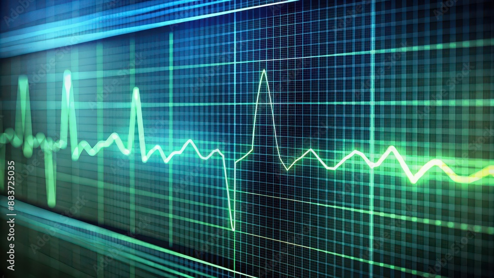 Closeup of EKG monitor displaying heart rate and pulse rate, EKG, monitor, heart rate, pulse rate, medical Closeup of EKG monitor displaying heart rate and pulse rate, EKG, monitor, heart rate, pulse rate, medical