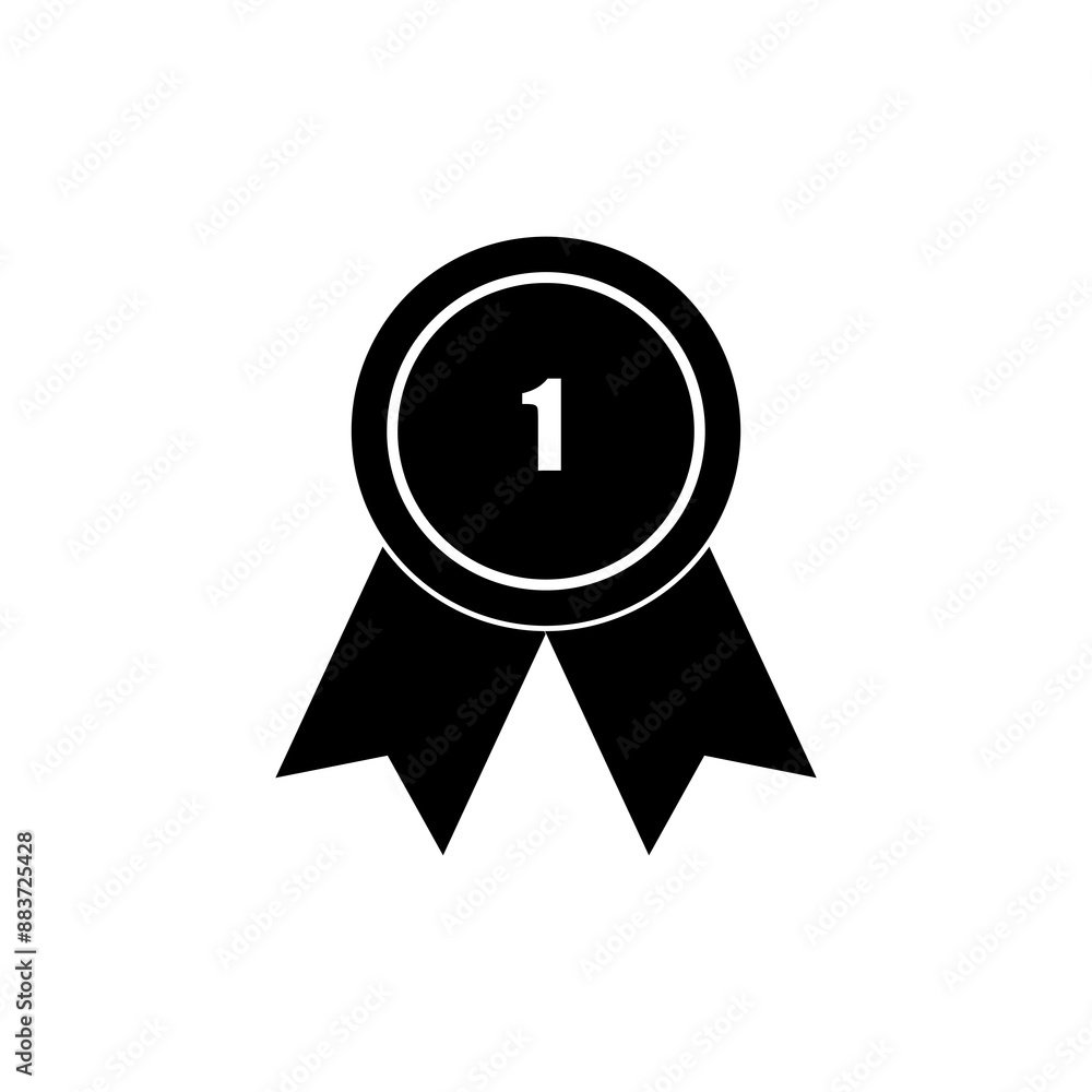 First place award black icon. Award, medal badge vector sign. Winner icon illustration on white background..eps First place award black icon. Award, medal badge vector sign. Winner icon illustration on white background..eps