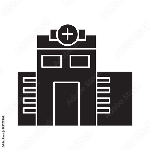 Hospital building icon. Medical clinic symbol flat black illustration on white background..eps