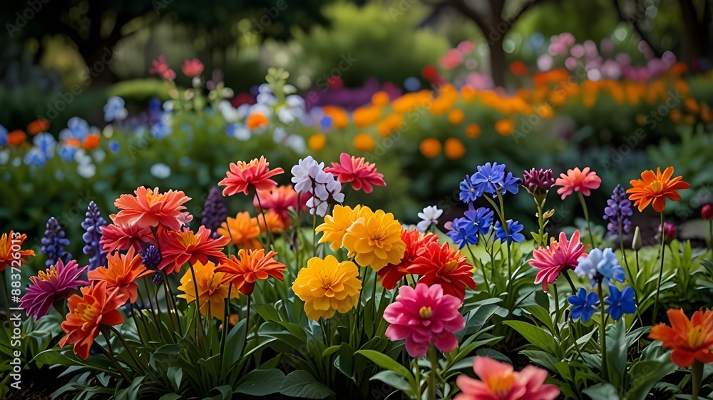 Obraz premium The vibrant flower blossoms in nature tranquil garden