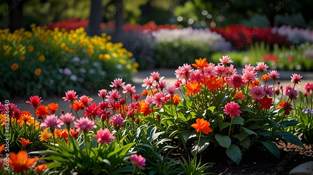 The vibrant flower blossoms in nature tranquil garden The vibrant flower blossoms in nature tranquil garden