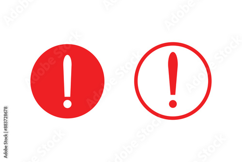exclamation mark of warning attention. Vector illustration. Danger, attention, red  fatal error message element. Caution alarm icons set. Alert icon in circle.