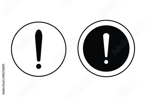 exclamation mark of warning attention. Vector illustration. Danger, attention, red and black fatal error message element. Caution alarm icons set. Alert icon in circle.