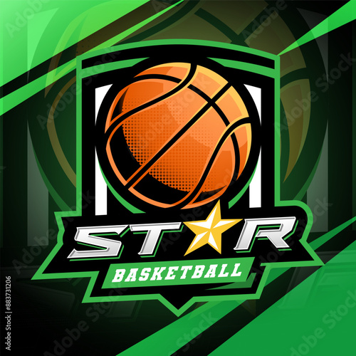 Star basketball esport mascot logo design