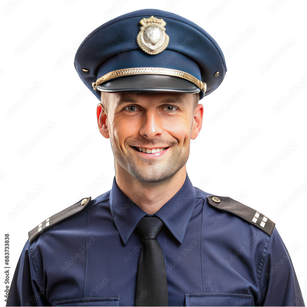 Proud german police officer in uniform portrait isolated on transparent background Proud german police officer in uniform portrait isolated on transparent background
