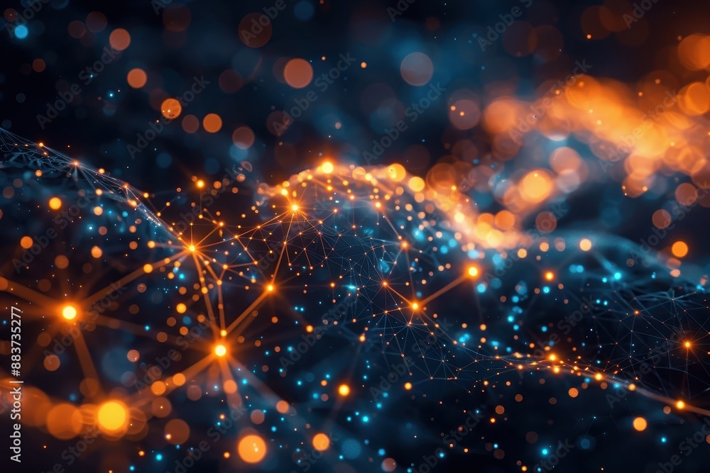 Close-up of a complex algorithm visualized as a glowing Close-up of a complex algorithm visualized as a glowing