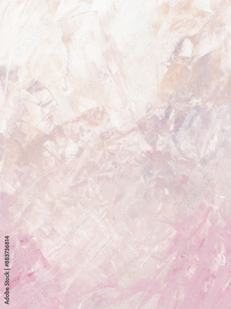 Fototapeta premium Hand Painted Oil Paint, Acrylic Ink Brush Texture Light Pink Background, Hand Drawn Brushstrokes Minimalist Wallpaper