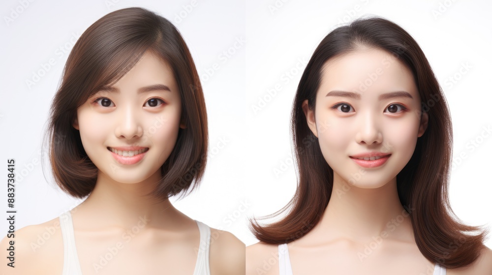 Portrait of cute japan women spa healthy skin, isolated on white background .generative ai Portrait of cute japan women spa healthy skin, isolated on white background .generative ai