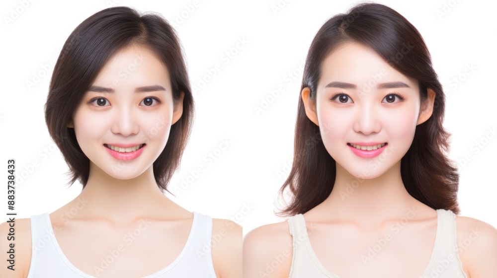 Portrait of cute japan women spa healthy skin, isolated on white background .generative ai Portrait of cute japan women spa healthy skin, isolated on white background .generative ai