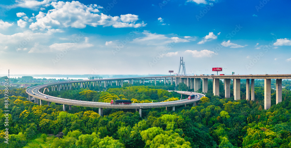 Aerial Scenery of Runyang Bridge in Jiangsu Province, China Aerial Scenery of Runyang Bridge in Jiangsu Province, China