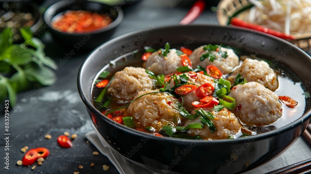 indonesian food bakso with copy space indonesian food bakso with copy space