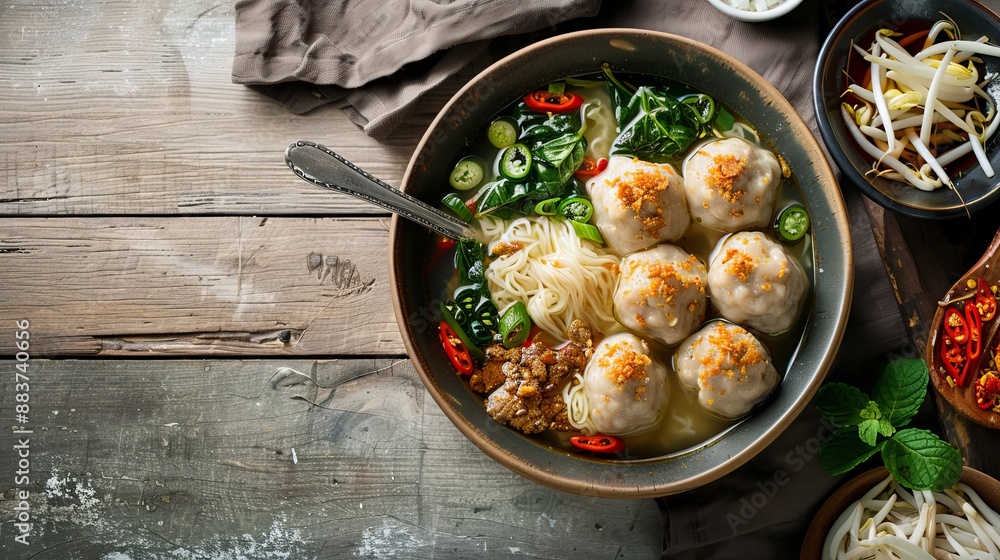 indonesian food bakso with copy space indonesian food bakso with copy space