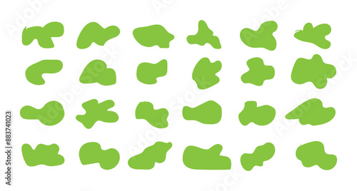 Blob shape organic set. Fluid green and blue  blob shape vector for abstract design. Irregular random minimal blob form. Abstract watery forms template. Organic blobs set icon on white background.