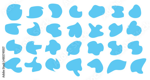 Blob shape organic set. Fluid green and blue  blob shape vector for abstract design. Irregular random minimal blob form. Abstract watery forms template. Organic blobs set icon on white background.