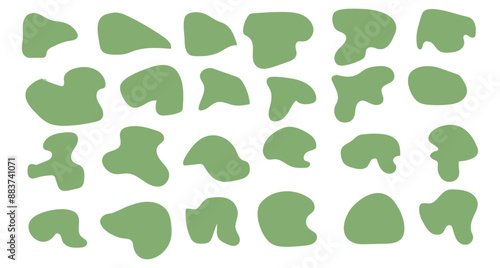 Blob shape organic set. Fluid green and blue  blob shape vector for abstract design. Irregular random minimal blob form. Abstract watery forms template. Organic blobs set icon on white background.