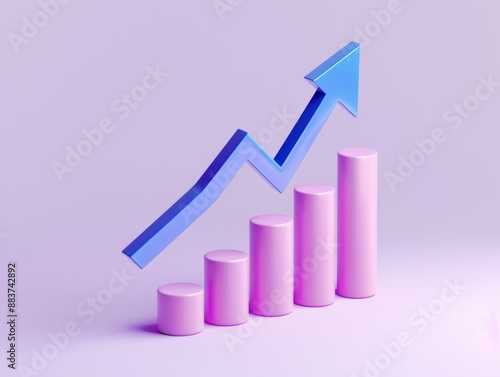 Free Download 3d render bar graph going up with growth arrow. Business market, profit, stock growth concept financial background design. - GFXLoad