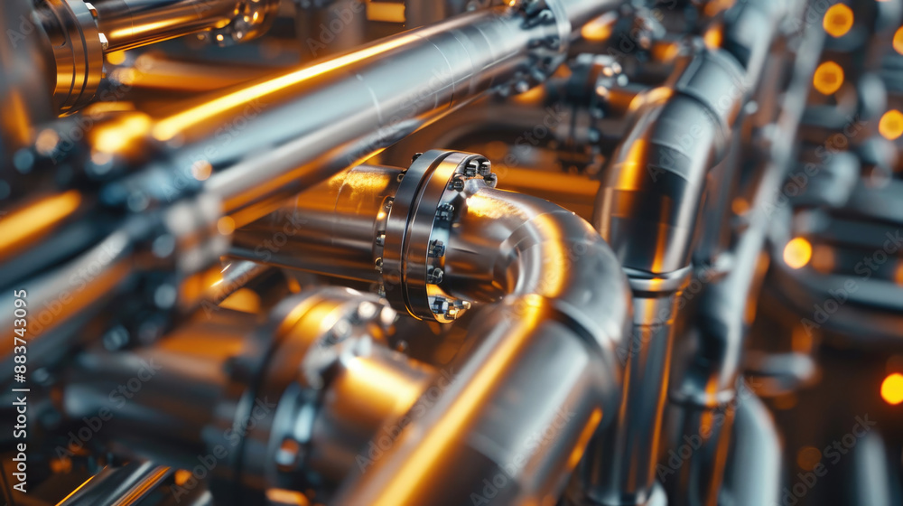 Naklejka premium Network of Oil and Gas Pipelines at Refinery Facilities