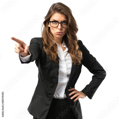 Confident Business woman Pointing Forward
