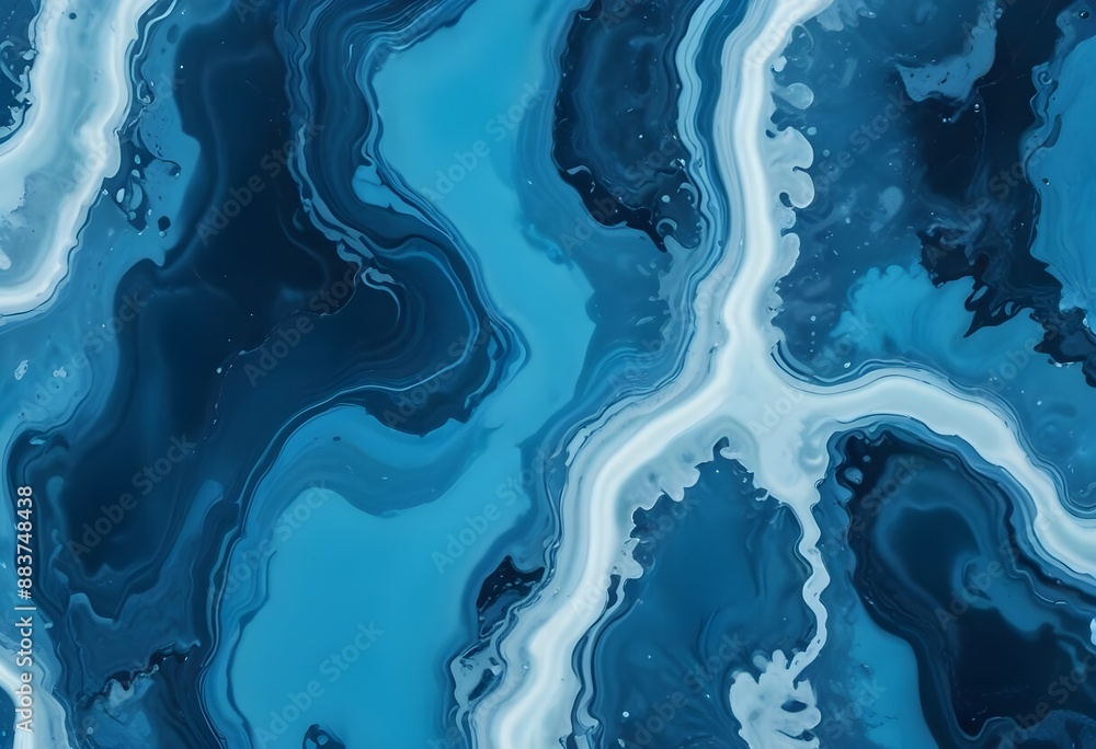 Glossy, highly polished onyx surface with a sleek, reflective finish, cold blue neon color scheme background Glossy, highly polished onyx surface with a sleek, reflective finish, cold blue neon color scheme background