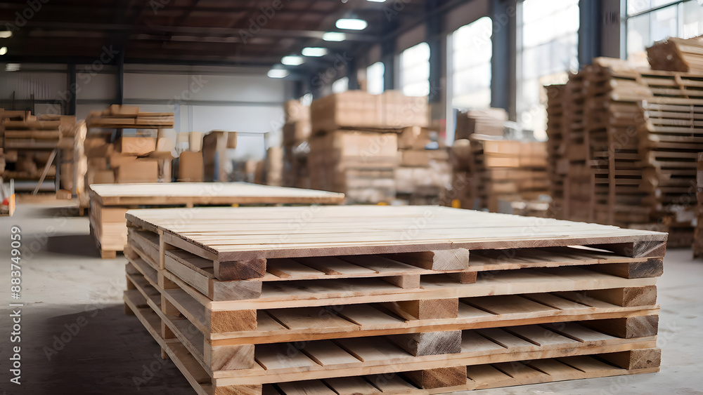 Wooden boards in a warehouse of building materials
Wooden boards in a warehouse of building materials