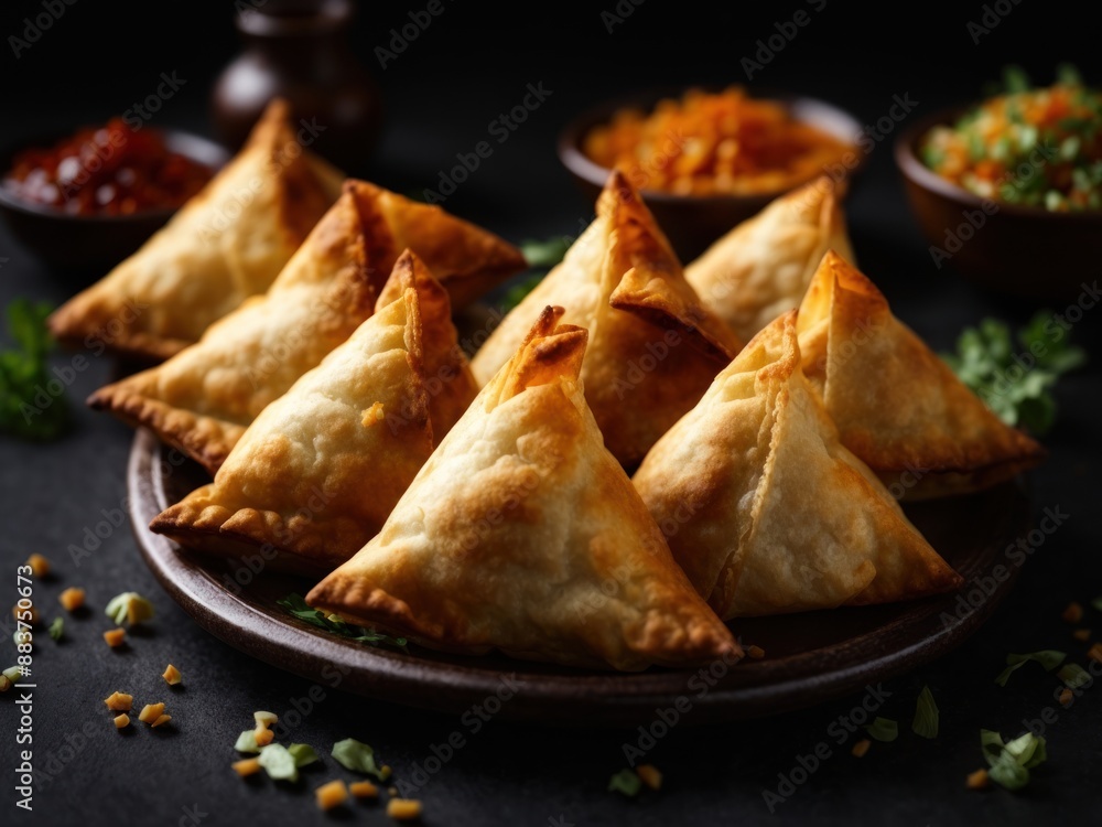 samosas isolated on black background samosas isolated on black background