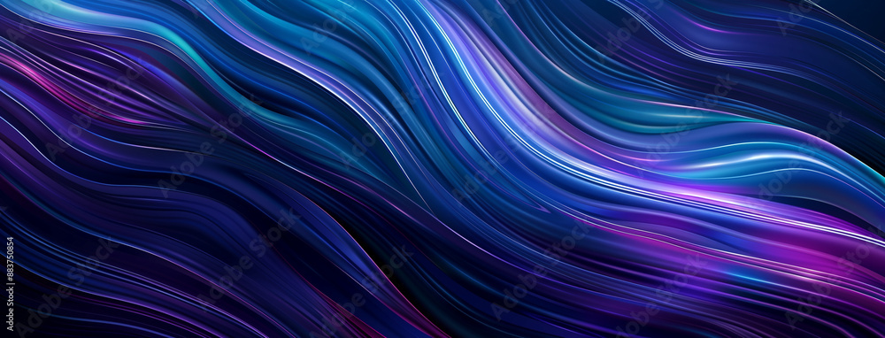 Obraz premium Flowing blue lines and curves create a dynamic, abstract background with a watery texture