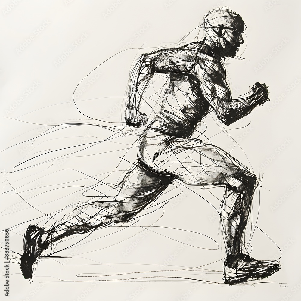 Capture the movement and energy of a running figure Capture the movement and energy of a running figure